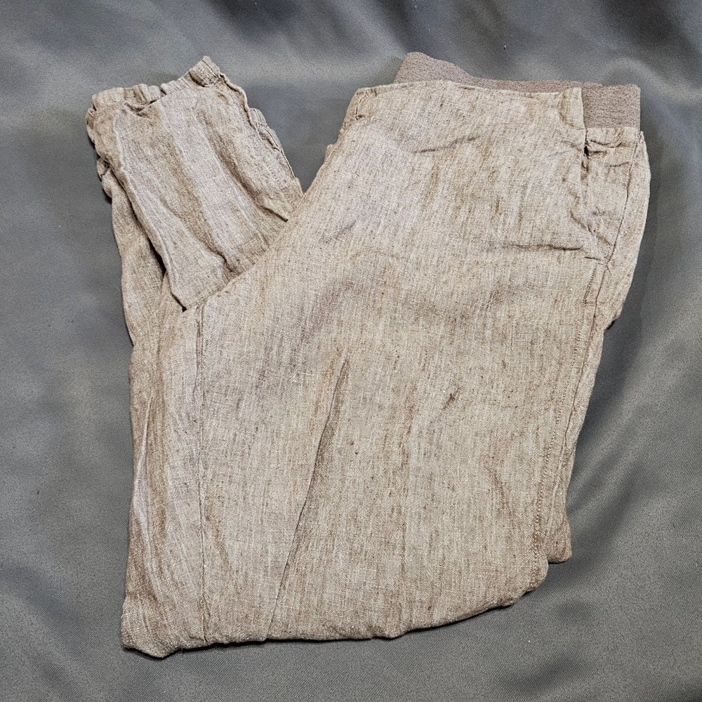 J.Jill Love Linen Brown Tapered Pants‎ Womens Medium Elastic Waist WPT123931
